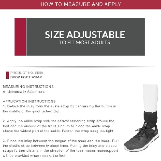 OTC Drop Foot Wrap, Adjustable Ankle Brace with Quick Release Clip, Fits Left or Right Ankle image {1}