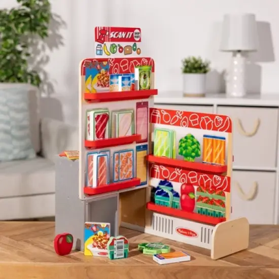 Melissa & Doug Wooden Scan It! Shop Mart Play Set With Electronic Scanner And Wooden Play Food To Scan: Toy Kitchen with Creative Accessories image {8}