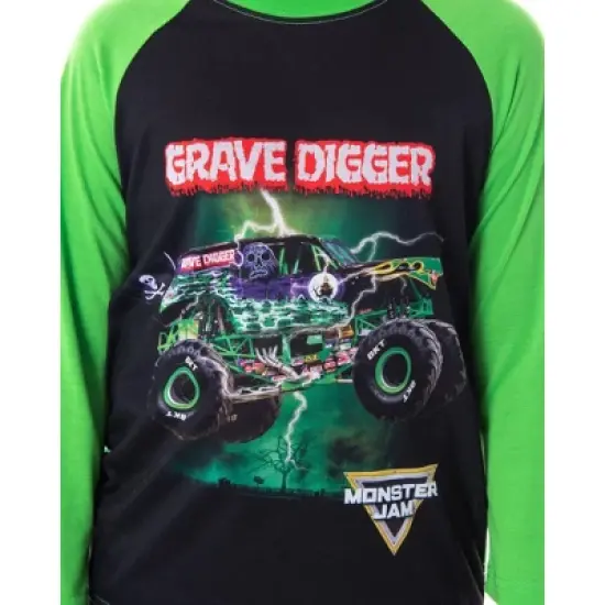 Monster Jam Boys' Grave Digger Monster Truck Shirt And Pants Pajama Set image {1}