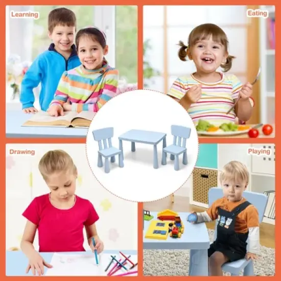 Costway Kids Table & 2 Chairs Set Toddler Activity Play Dining Study Desk Baby Gift image {7}
