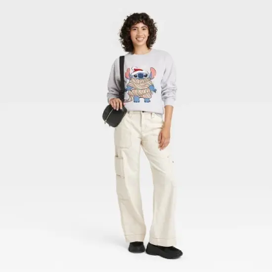 Women's Disney Stitch Holiday Graphic Sweatshirt - Heathered Gray image {2}