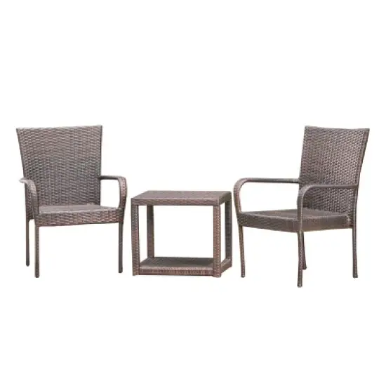 Hammond 3pc Wicker Chat Set - Multibrown - Christopher Knight Home image {1}