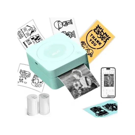 Nelko PM230 Portable Bluetooth Sticker Printer Green with 2pk 54mmx3.5m White Rolls image {7}