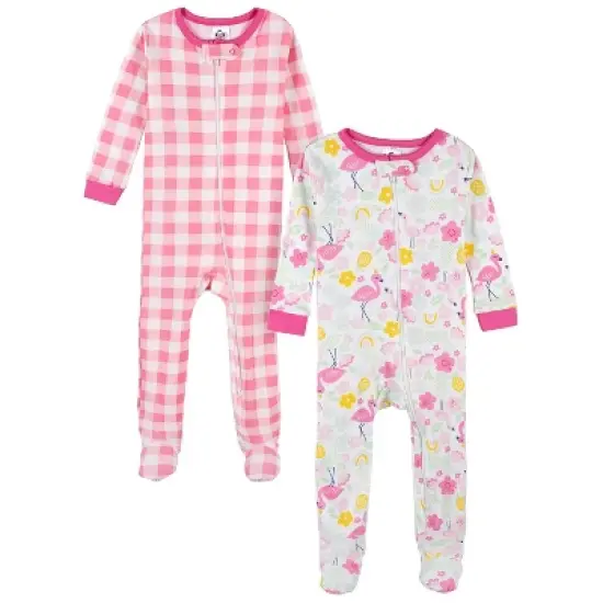 Gerber Baby & Toddler Girls Snug Fit Footed Cotton Pajamas, 2-Pack image {18}