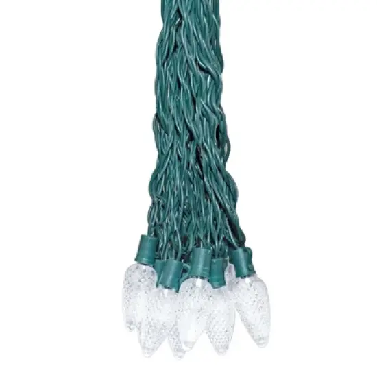 Novelty Lights 25 Feet 25 Light C9 Diamond Faceted LED String Lights, Pre-Lamped Holiday Lights on Green Wire, UL Listed, Connectable image {13}