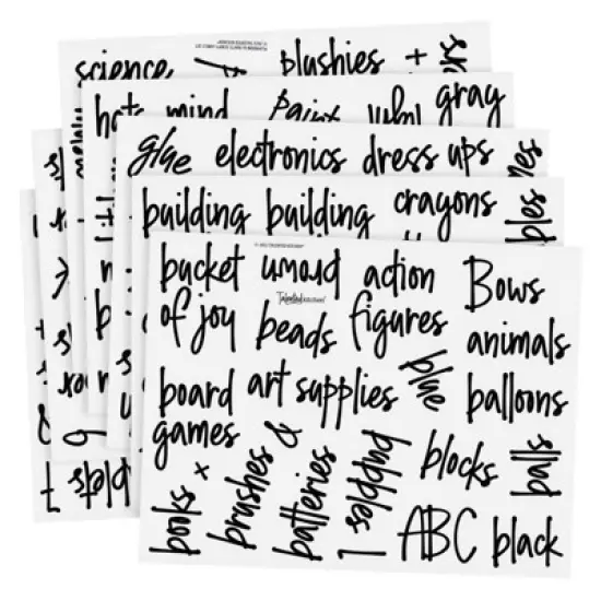 Talented Kitchen 147 Playroom Organization and Storage Labels for Toy Bins, Preprinted Black Script on Clear Vinyl Stickers for Crafts Water Resistant image {5}