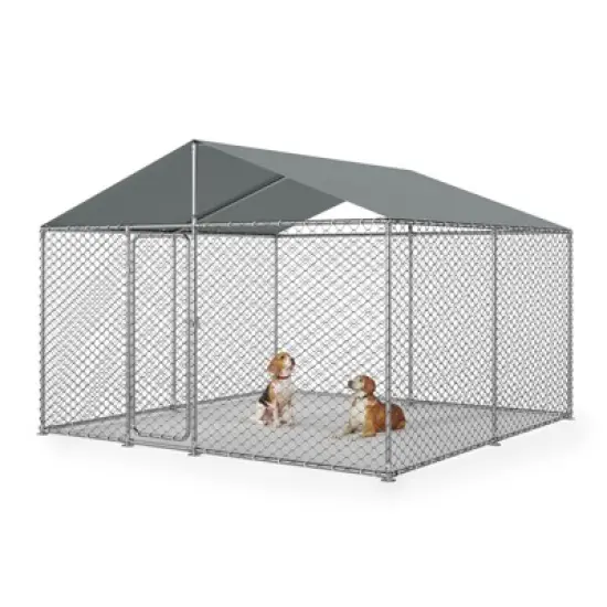 XBRIGH Outdoor Dog Kennel with Waterproof Cover,UV-Resistant Roof and Secure Locking Mechanism for Large Dogs,Durable Metal Enclosure image {8}