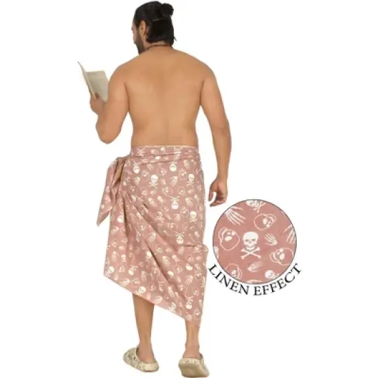 HAPPY BAY Men's Beachwear Wraps Pareo Linen Effect Halloween Costumes Scary Swimwear Cover Up Beach Wrap Summer Sarong for Men One Size Red, Skull image {2}