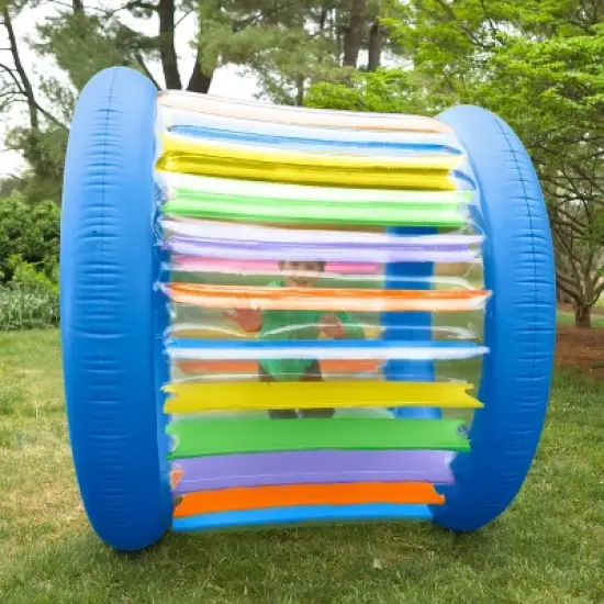 Hearthsong Roll With It Giant Inflatable Colorful Rolling Wheel for Active Outdoor Play image {6}