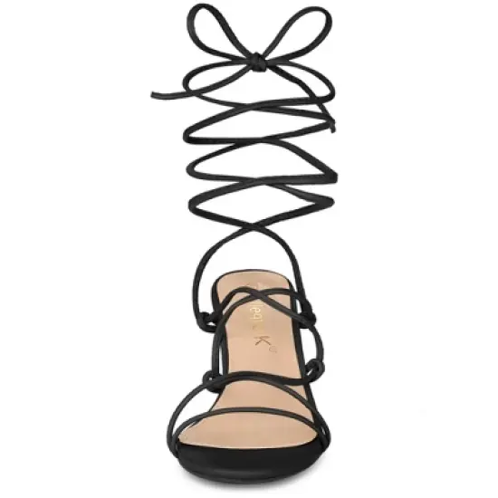 Allegra K Women's Lace Up Strappy Stiletto Heel Sandals image {1}