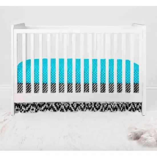 Bacati - Love Aztec Print Black Turquoise 3 pc Crib Bedding Set image {4}