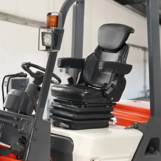 VEVOR Universal Tractor seat Suspension, Fold Down Forklift Seat with Adjustable Angle Back, Micro Switch, Seatbelt and Armrests, Black image {1}