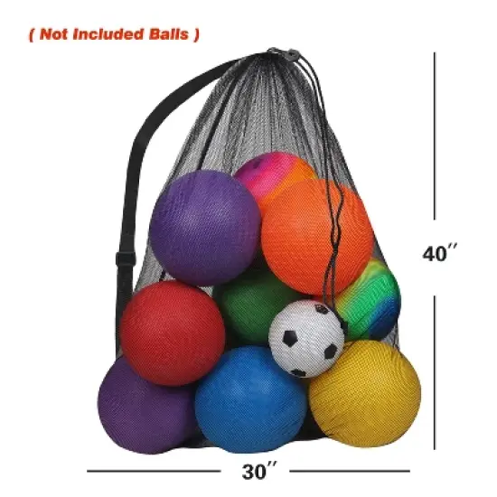 GSE 30"x40" Extra Large Mesh Sports Ball Equipment Drawstring Bag with Adjustable Shoulder Strap for Soccer, Basketball, Volleyball, Gym image {2}