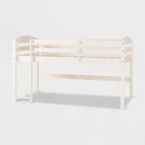 Twin Solid Pine Wood Low Loft Bed White - Saracina Home image {2}
