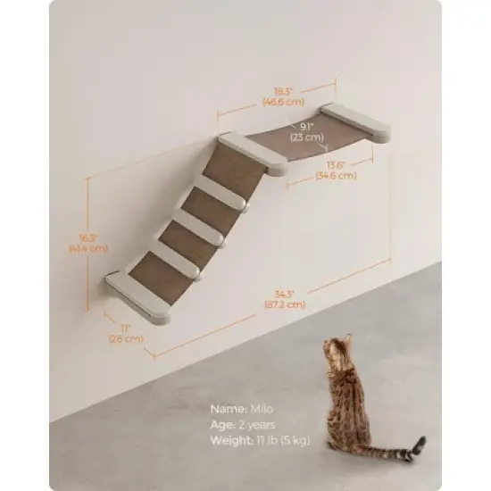 Feandrea Clickat Collection - No.002 Cat Climbing Hammock, Wall-Mounted Cat Bed with Stairs, Cat Wall Perch image {3}