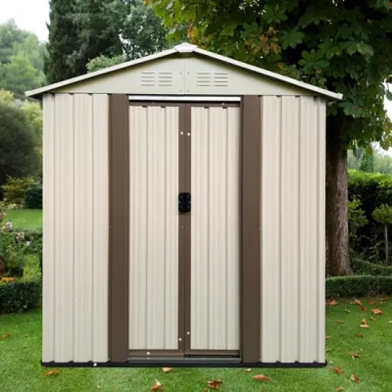 MOEPISY Outdoor Storage Garden Shed 5FTx3FT Apex Roof White image {3}