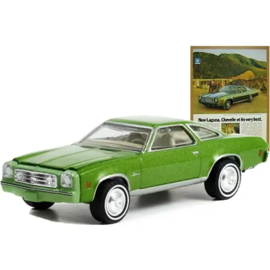 1973 Chevrolet Chevelle Laguna Colonnade Hardtop Coupe Green Met. "Vintage Ad Cars" Series 1/64 Diecast Model Car by Greenlight image {2}