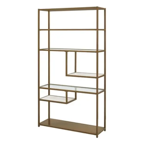 72" EOS Geometric Bookshelf Etagere Brass - Dorel Living image {1}