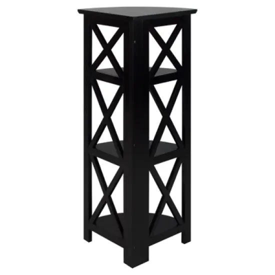 38.75" 4-Shelf Corner Folding Bookcase Black - Flora Home image {2}