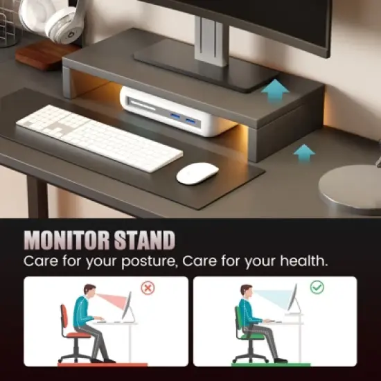 GTPLAYER Gaming Desk, L-Shaped Computer Office Desk, Movable Monitor stand image {3}
