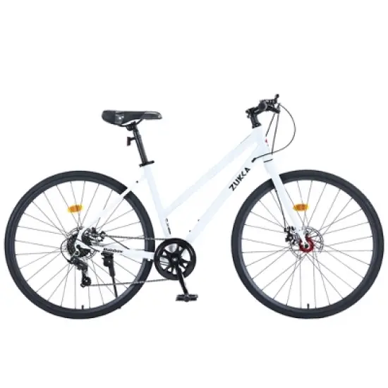 Gulches Unisex 700C Hybrid Road Bike 7-Speed Shimano, Dual Disc Brakes, Aluminum Rims, 700&times;32C Tires, for Men & Women City Use image {2}