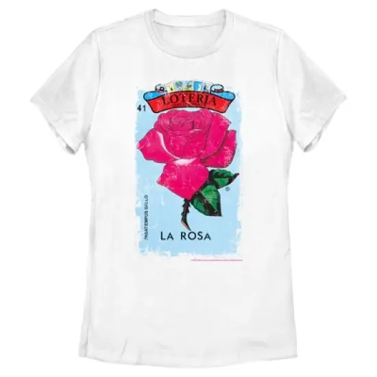 Women's Loteria La Rosa Card Number 41 Distressed T-Shirt image {3}