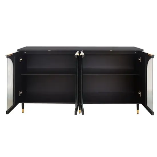 Modern Accent Storage Cabinet with 4 Doors, Wooden Sideboard Buffet Cabinet, Entertainment Center Media Console Table for Kitchen Living Room Entryway image {4}