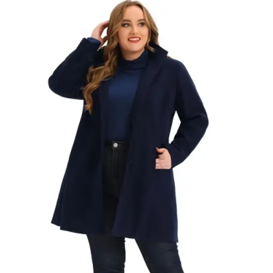 Agnes Orinda Women's Plus Size Elegant Single Breasted Detachable Hooded Trench Overcoats image {5}