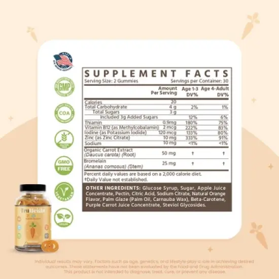 TruHeight Kids Appetite Booster Gummies (Ages 2+) All Natural Toddler, Kids & Teens Appetite Stimulant to Eat More - Pediatrician Recommended Vitamin image {4}