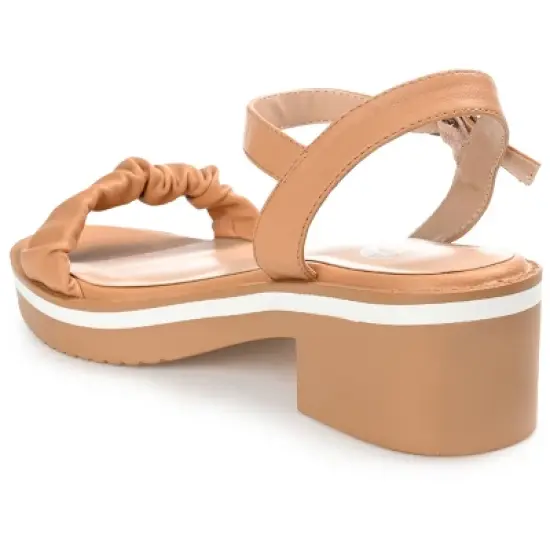 Journee Collection Womens Dexxla Buckle Ankle Strap Low Platform Sandals Tan 10 image {6}