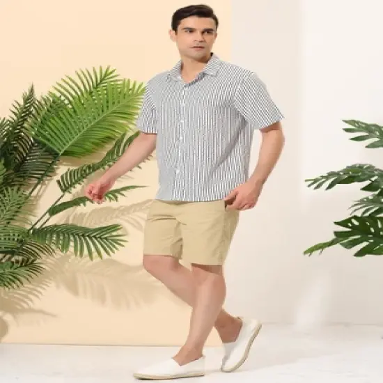 Lars Amadeus Men's Summer Striped Shirt Short Sleeves Casual Button Down Beach Shirts image {3}