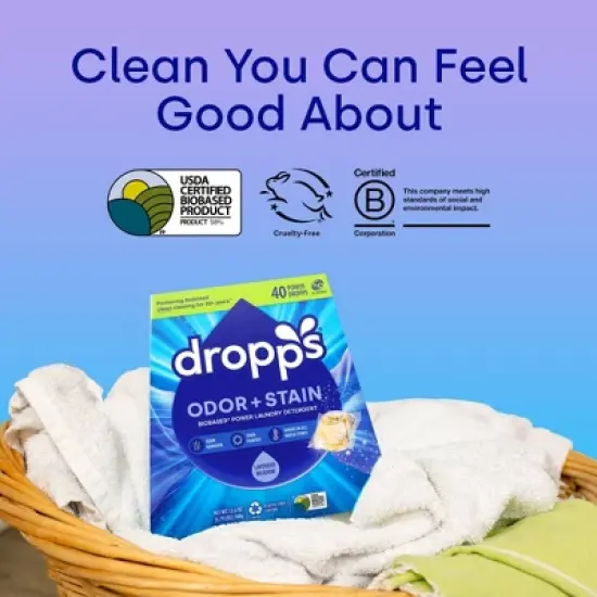 Dropps Laundry Odor & Stain Biobased Detergent Pods - Lavender Meadows - 40ct/12.6oz image {4}