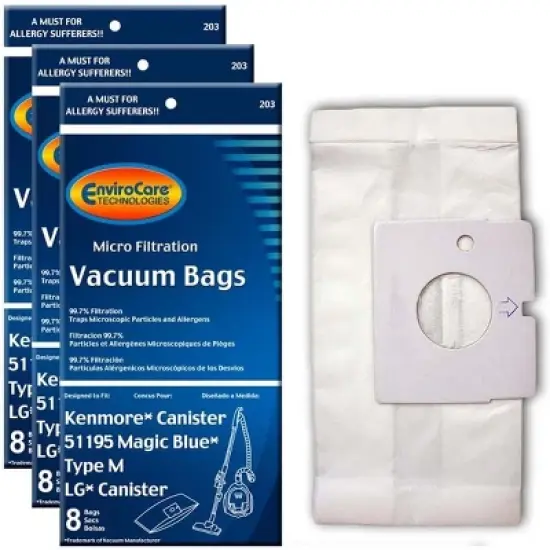 32 Kenmore Type M Sears 51195 Magic Blue LG Vacuum Bags, Ultracare, Canister Vacuum Cleaners, 20-51195, 609323, 21195, 21295, 24195, 21495 image {6}