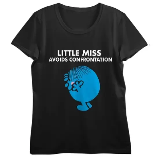 Mr. Men And Little Miss Meme Little Miss Avoids Confrontation Crew Neck Short Sleeve Women's Black T-shirt image {5}