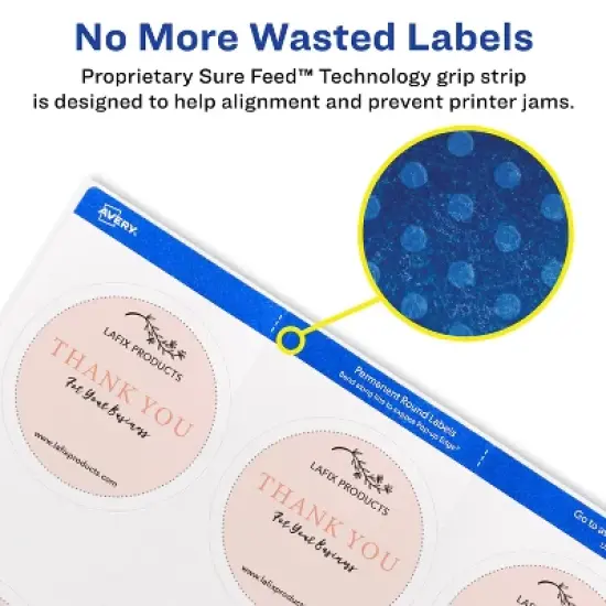 Avery Printable Round Labels, 2.5" Diameter, Matte White, 225 Customizable Labels (22562) image {2}