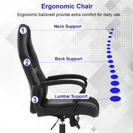 BestMassage Gaming Chair Office Chair with Lumbar Support Adjustable Height PU Leather Executive Chair for Women Men Adults image {5}