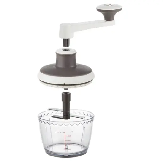 PL8 High Speed Mini Chopper: Manual Vegetable & Veggie Chopper, Dishwasher-Safe, Clear/Gray/White, 1 Blade image {2}