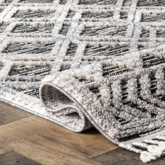 nuLOOM Ansley Moroccan Lattice Tassel Area Rug image {3}