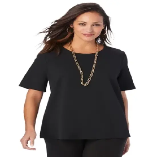 Jessica London Women&rsquo;s Plus Size Crepe Button Shoulder Top image {3}