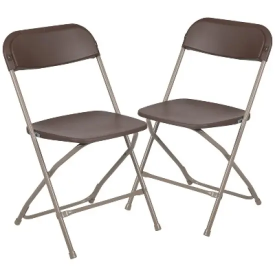 Emma and Oliver Set of 2 Stackable Folding Plastic Chairs - 650 LB Weight Capacity image {14}