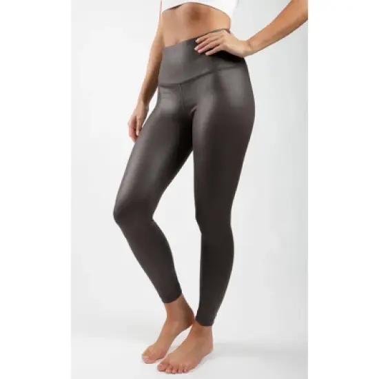 90 Degree By Reflex Interlink Faux Leather High Waist Cire Ankle Legging image {10}