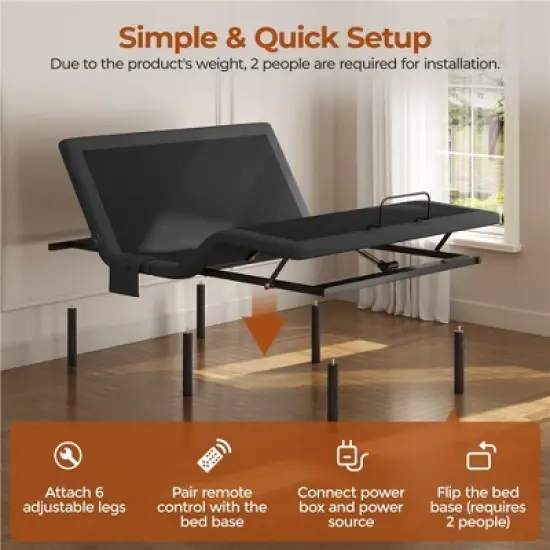 Yaheetech Upholstered Adjustable Bed Frame with Independent Head andFoot Incline image {6}