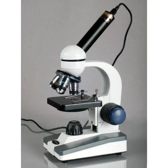 Portable 40X-1000X Magnification Monocular Student Microscope with 25pc Prepared Slide Kit - AmScope image {2}