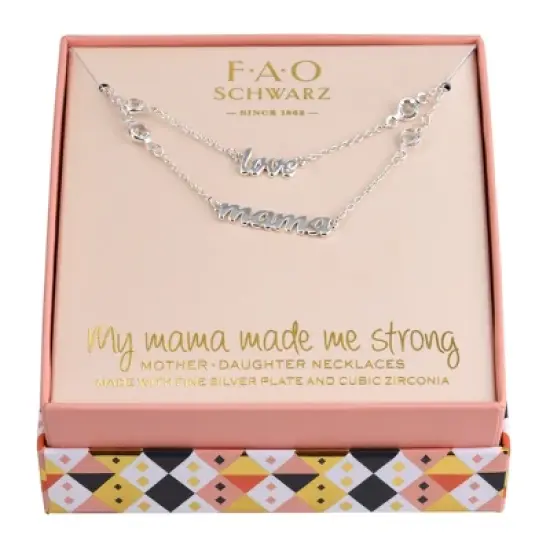 FAO 2pc Silver Tone LOVE and MAMA Necklace Set image {1}