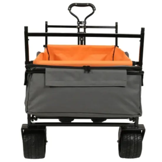 FURNIinspire Outdoor Serving Carts 480Lbs Collapsible Wagon with Canopy Lightweight Foldable Wagon with Mosquito Net, Orange, 45.28"*22.83"*38.78" image {4}