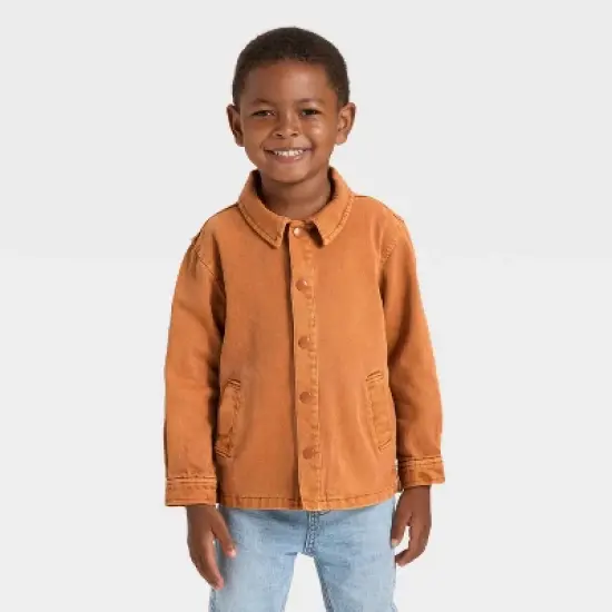 Toddler Boys' Twill Snap Front Jacket - Cat & Jack&trade; Brown image {3}
