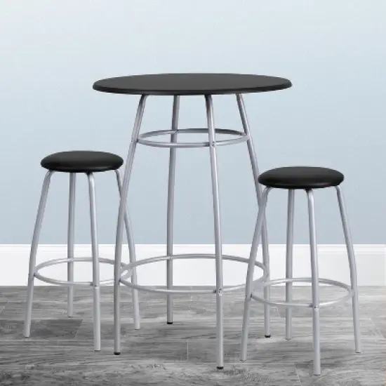 Emma and Oliver Bar Height Table Set with Padded Stools image {1}