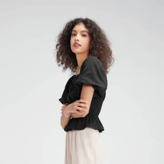 Women's Shirred Puff Sleeve Blouse - Wild Fable&trade; image {2}