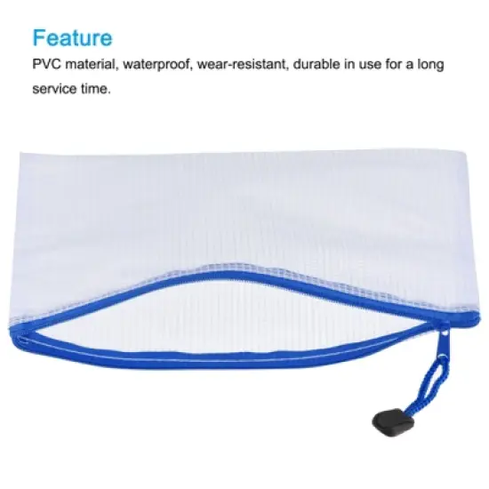 Unique Bargains PVC Waterproof Zipper Home Office Mesh File Bags 12 Pcs image {2}