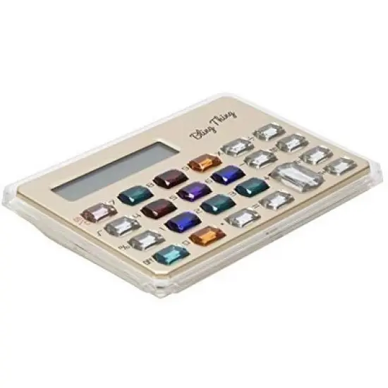 Gemstone Pocket Calculator | Gold | Compact | Cute Fun Charming | Large Colorful Crystal Bling Buttons image {3}